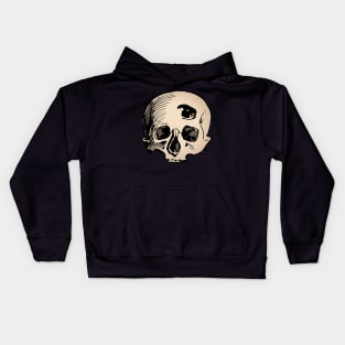 Human skull with bullet hole Kids Hoodie